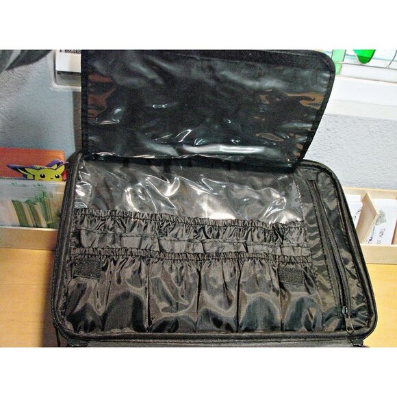 Large Makeup Crafts Storage Bag Case Zip Movable Compartments Strap Black Travel - Picture 2 of 12